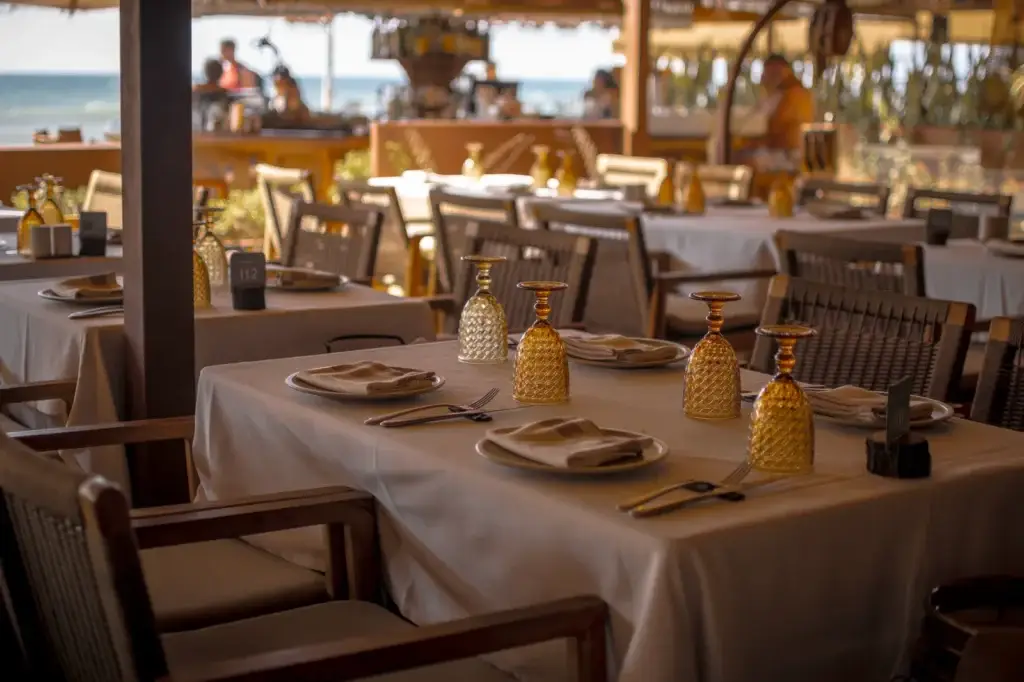 Comedor con mantel para eventos en El Senador Beach House, Maspalomas